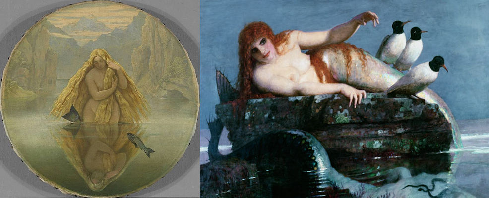 Der Mittag van Moritz von Schwind en Meeresstille van Arnold Böcklin