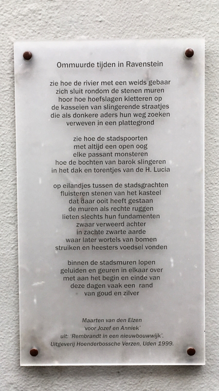 Ommuurde tijden in Ravenstein, gedicht van Maarten van den Elzen, gevonden in Ravenstein